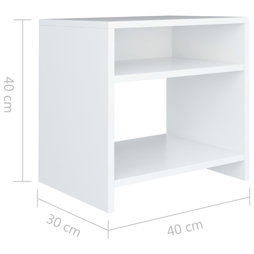 Nachtkastjes 2 st 40x30x40 cm bewerkt hout wit
