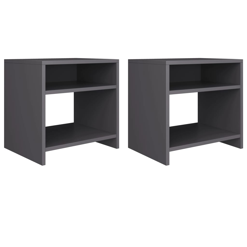 Nachtkastjes 2 st 40x30x40 cm bewerkt hout grijs