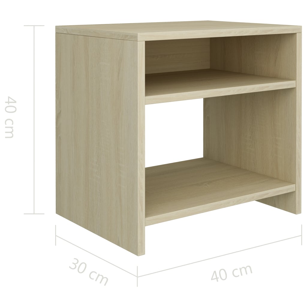 Nachtkastjes 2 st 40x30x40 cm bewerkt hout sonoma eikenkleurig