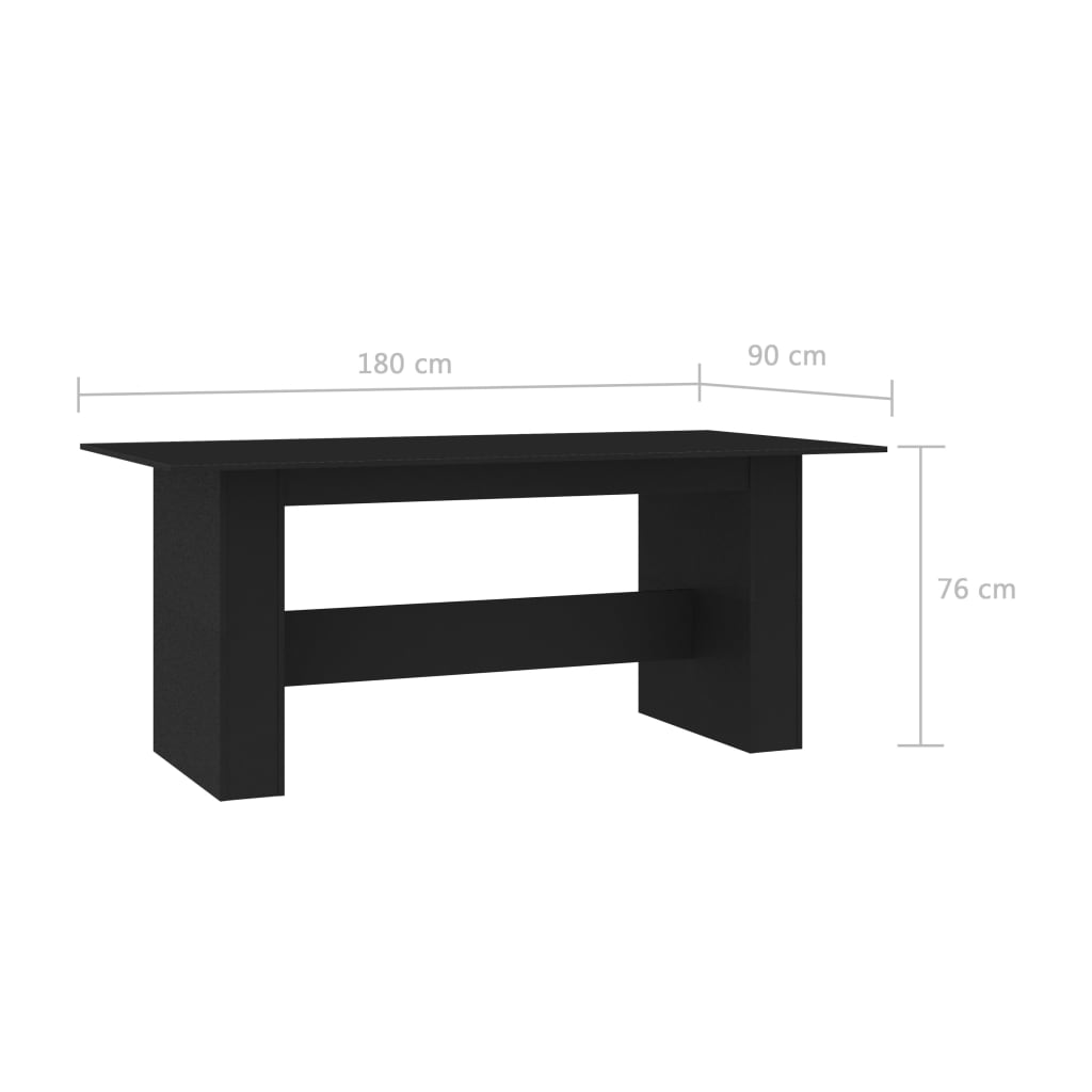 Eettafel 180x90x76 cm spaanplaat zwart