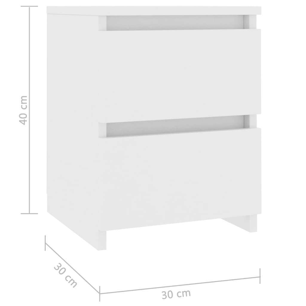 Nachtkastjes 2 st 30x30x40 cm bewerkt hout wit