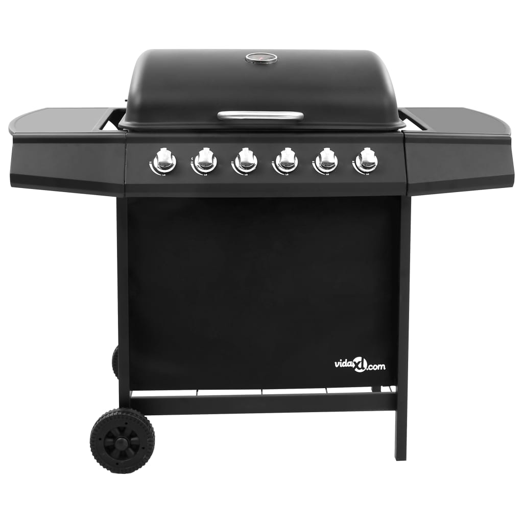vidaXL Gasbarbecue met 6 branders zwart