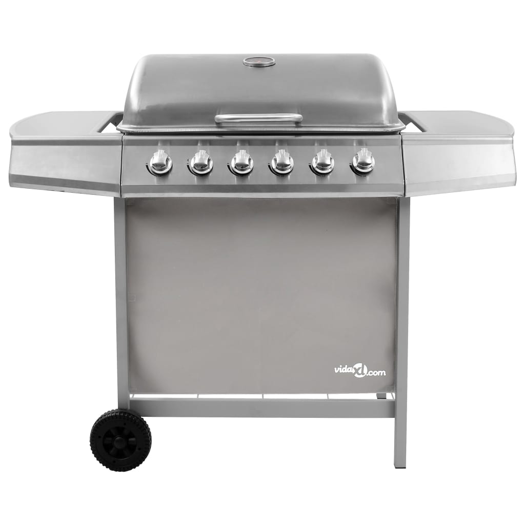 vidaXL Gasbarbecue met 6 branders zilverkleurig