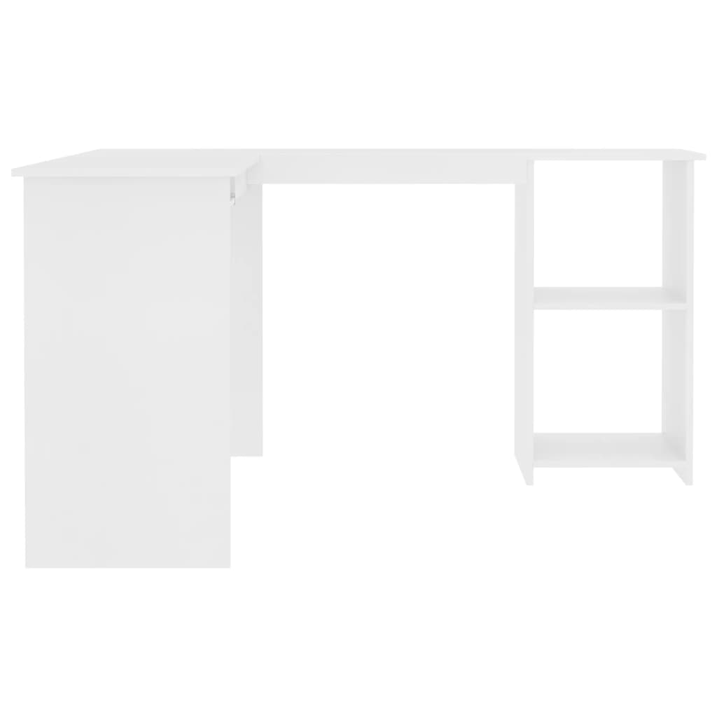 Hoekbureau L-vormig 120x140x75 cm bewerkt hout wit