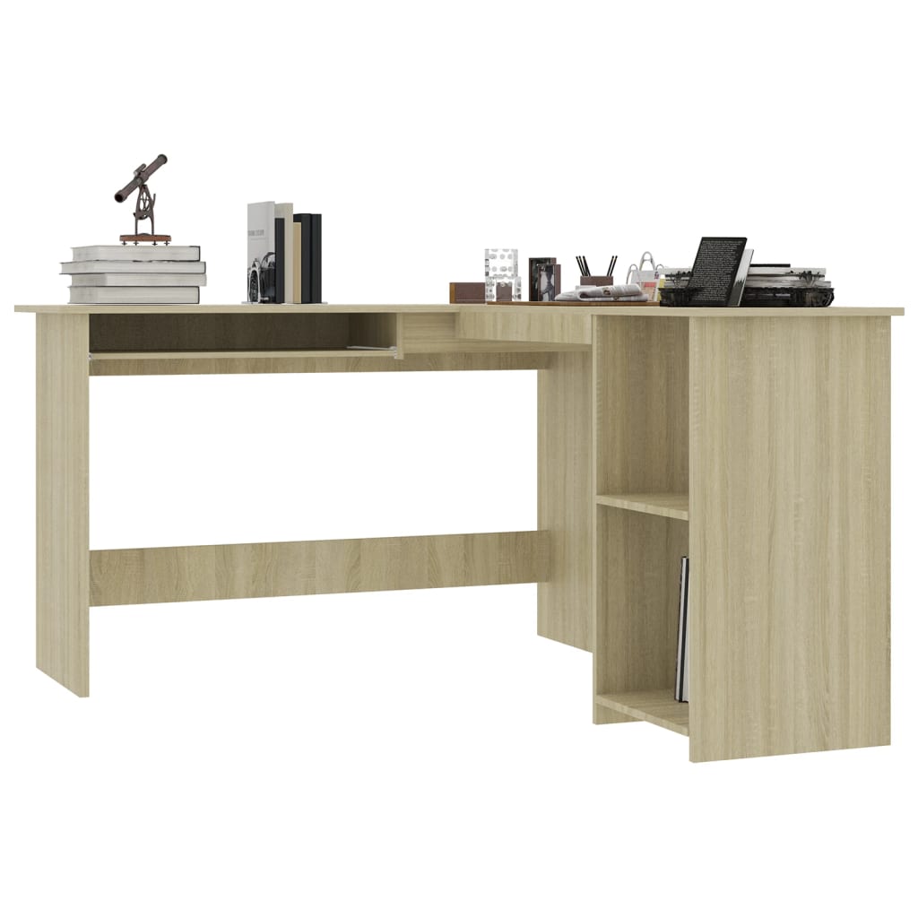 Hoekbureau L-vormig 120x140x75cm bewerkt hout sonoma eikenkleur