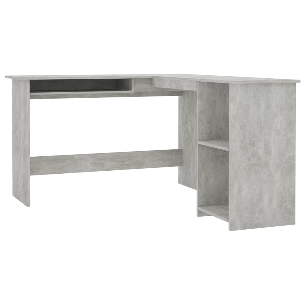 Hoekbureau L-vormig 120x140x75 cm bewerkt hout betongrijs