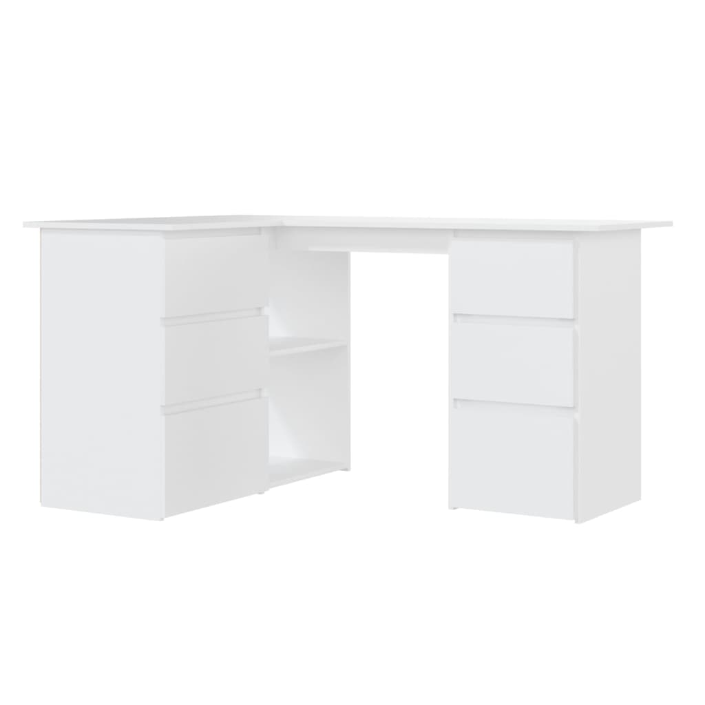 Hoekbureau 145x100x76 cm bewerkt hout wit