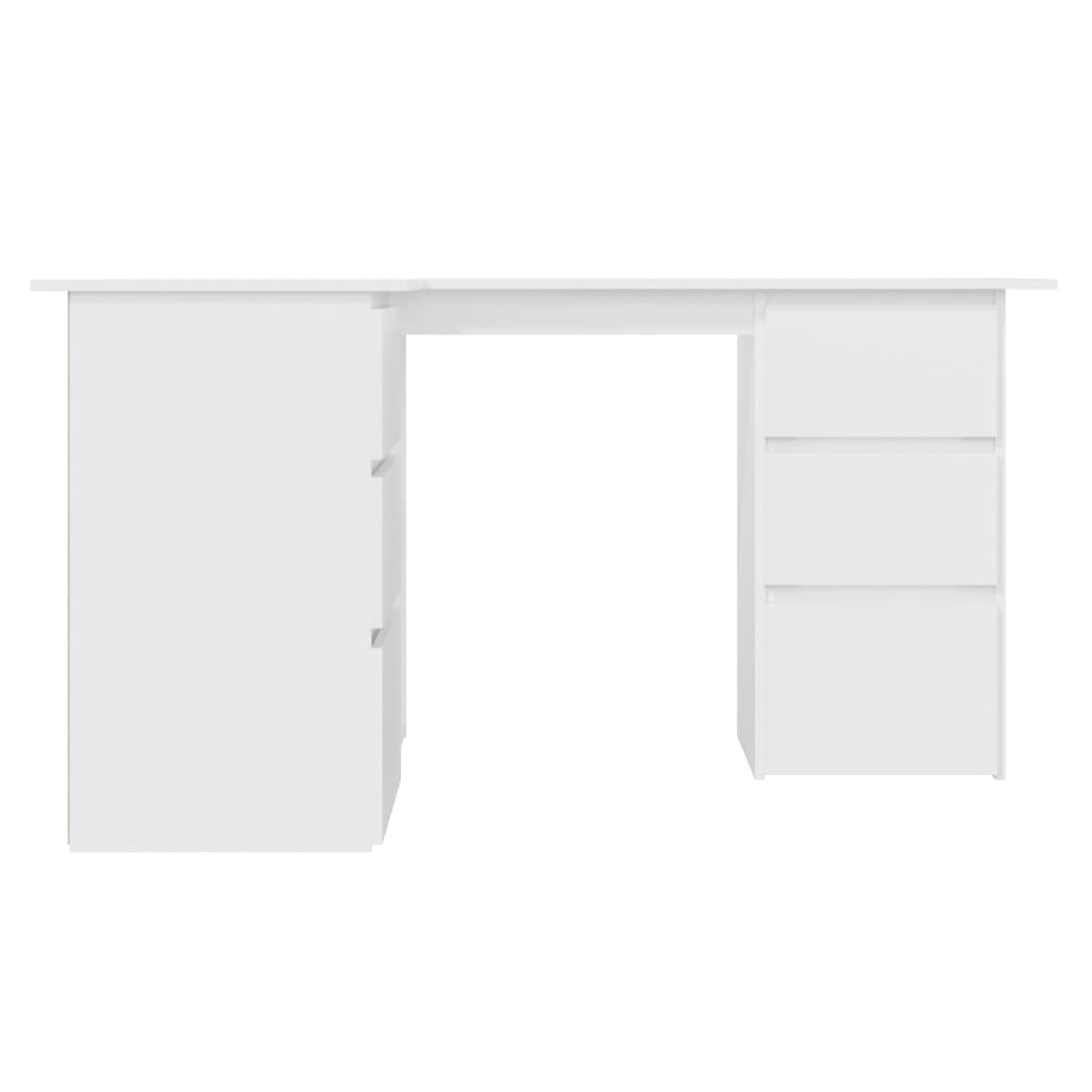 Hoekbureau 145x100x76 cm bewerkt hout wit