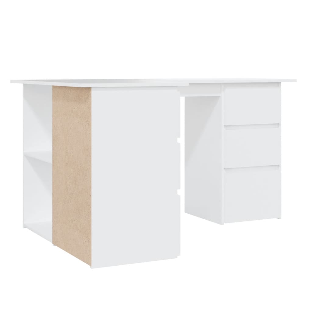 Hoekbureau 145x100x76 cm bewerkt hout wit