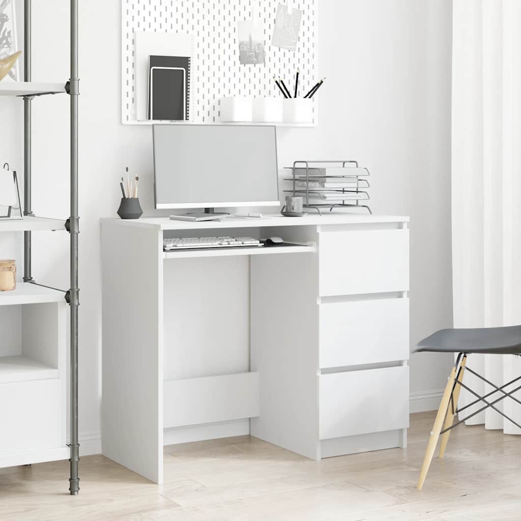 Bureau 90x45x76 cm bewerkt hout wit