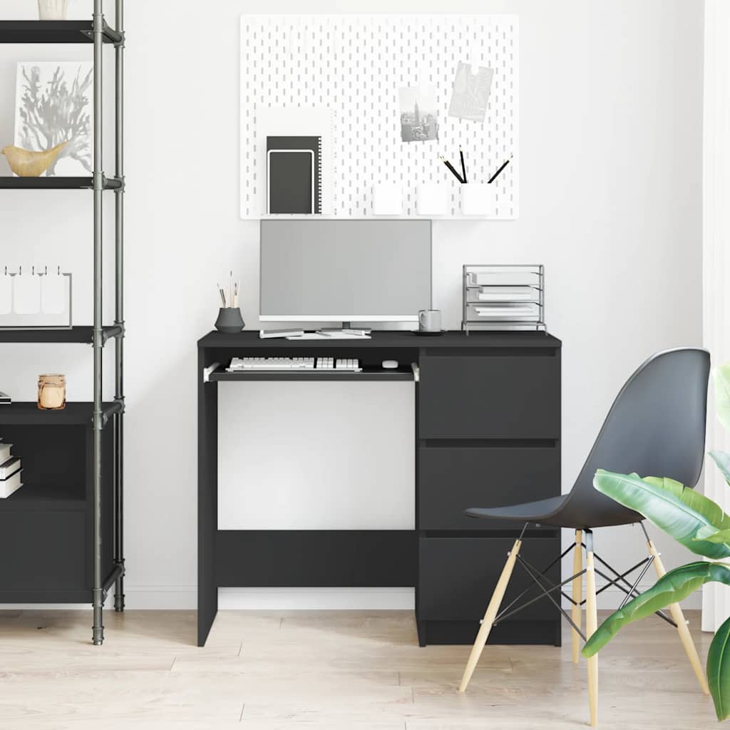 Bureau 90x45x76 cm bewerkt hout zwart