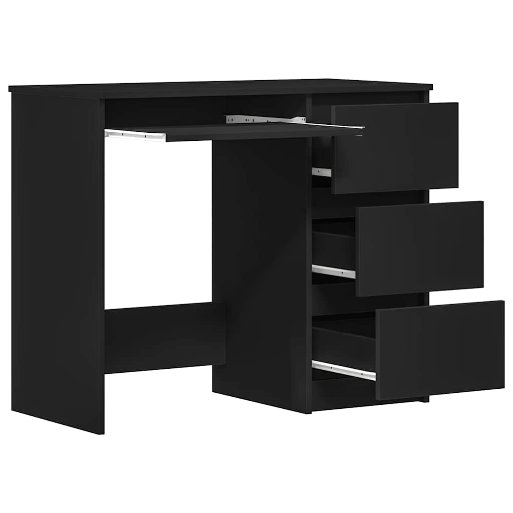 Bureau 90x45x76 cm bewerkt hout zwart