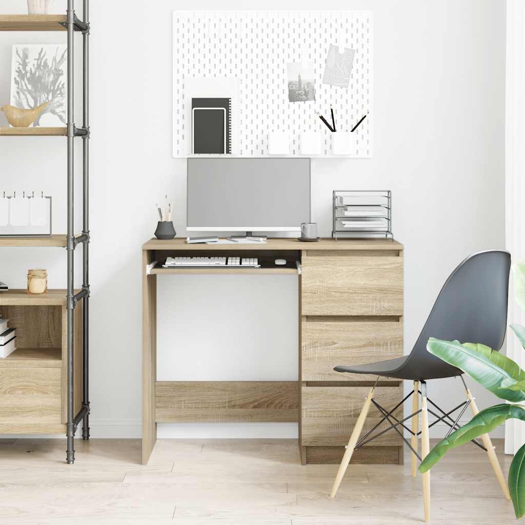 Bureau 90x45x76 cm bewerkt hout sonoma eikenkleurig