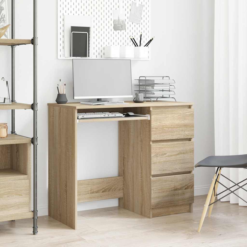 Bureau 90x45x76 cm bewerkt hout sonoma eikenkleurig
