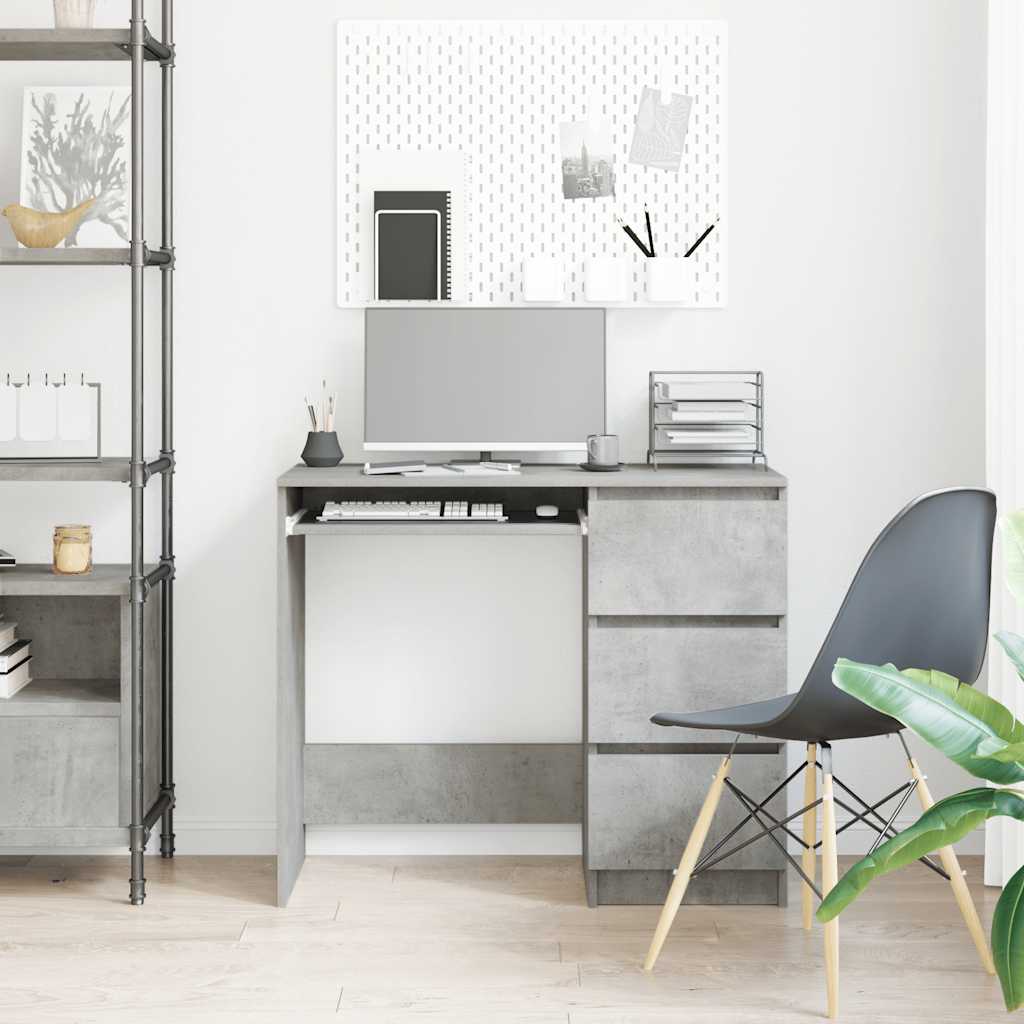 Bureau 90x45x76 cm bewerkt hout betongrijs
