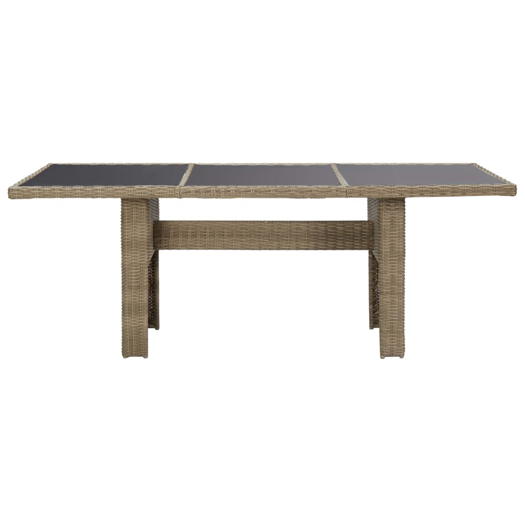 Tuintafel 200x100x74 cm glas en poly rotan bruin