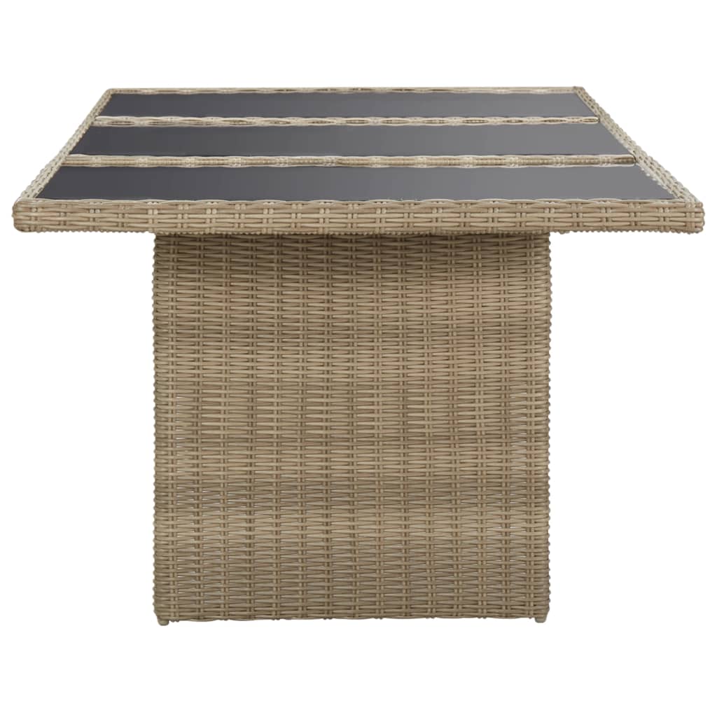 Tuintafel 200x100x74 cm glas en poly rotan bruin