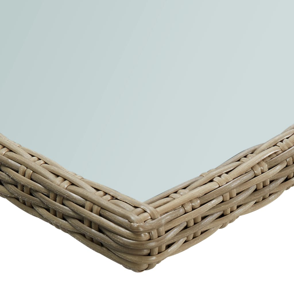 Tuintafel 200x100x74 cm glas en poly rotan bruin