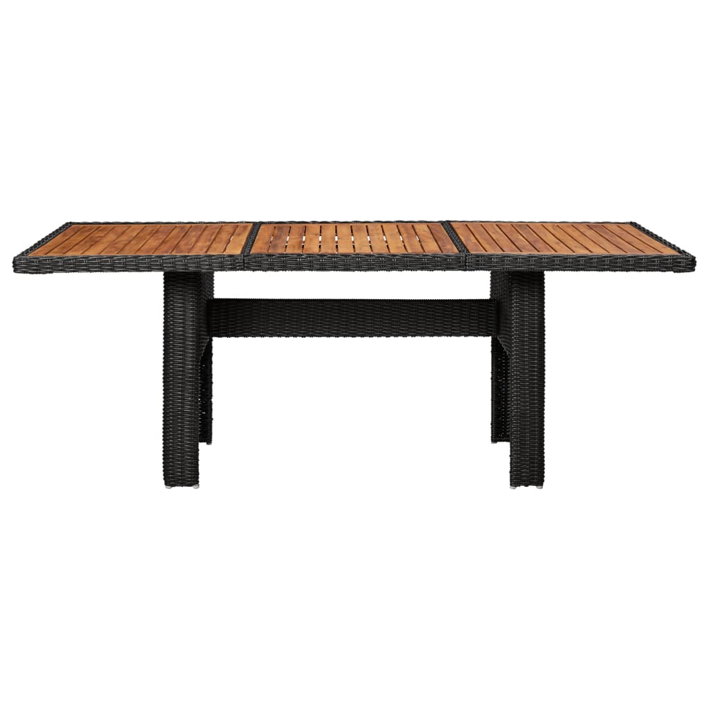 Tuintafel 200x100x74 cm poly rotan zwart