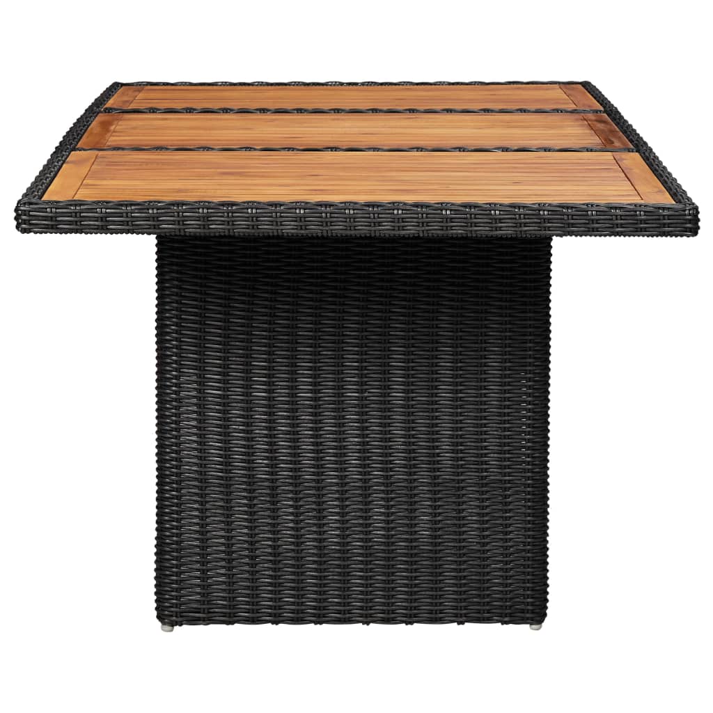Tuintafel 200x100x74 cm poly rotan zwart