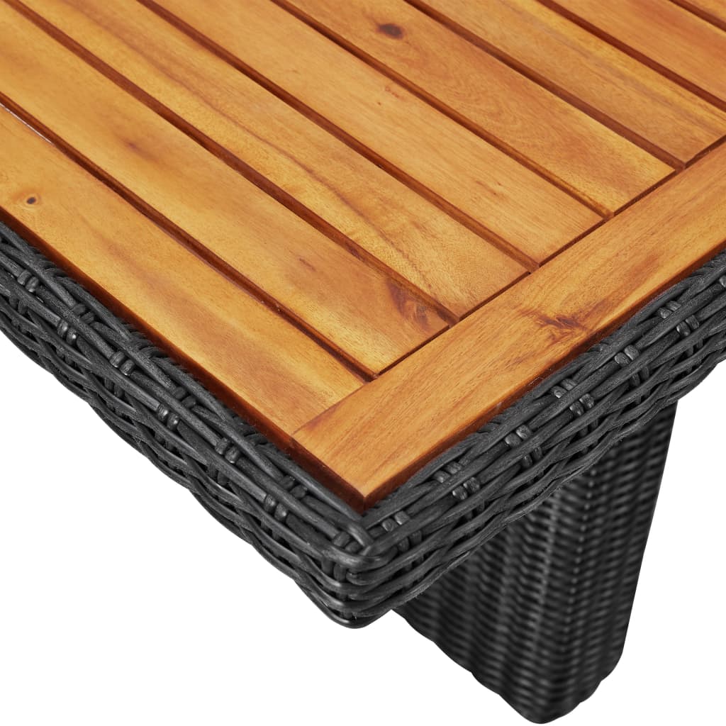 Tuintafel 200x100x74 cm poly rotan zwart
