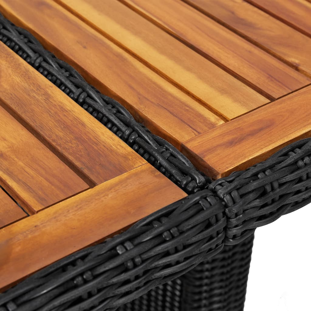 Tuintafel 200x100x74 cm poly rotan zwart