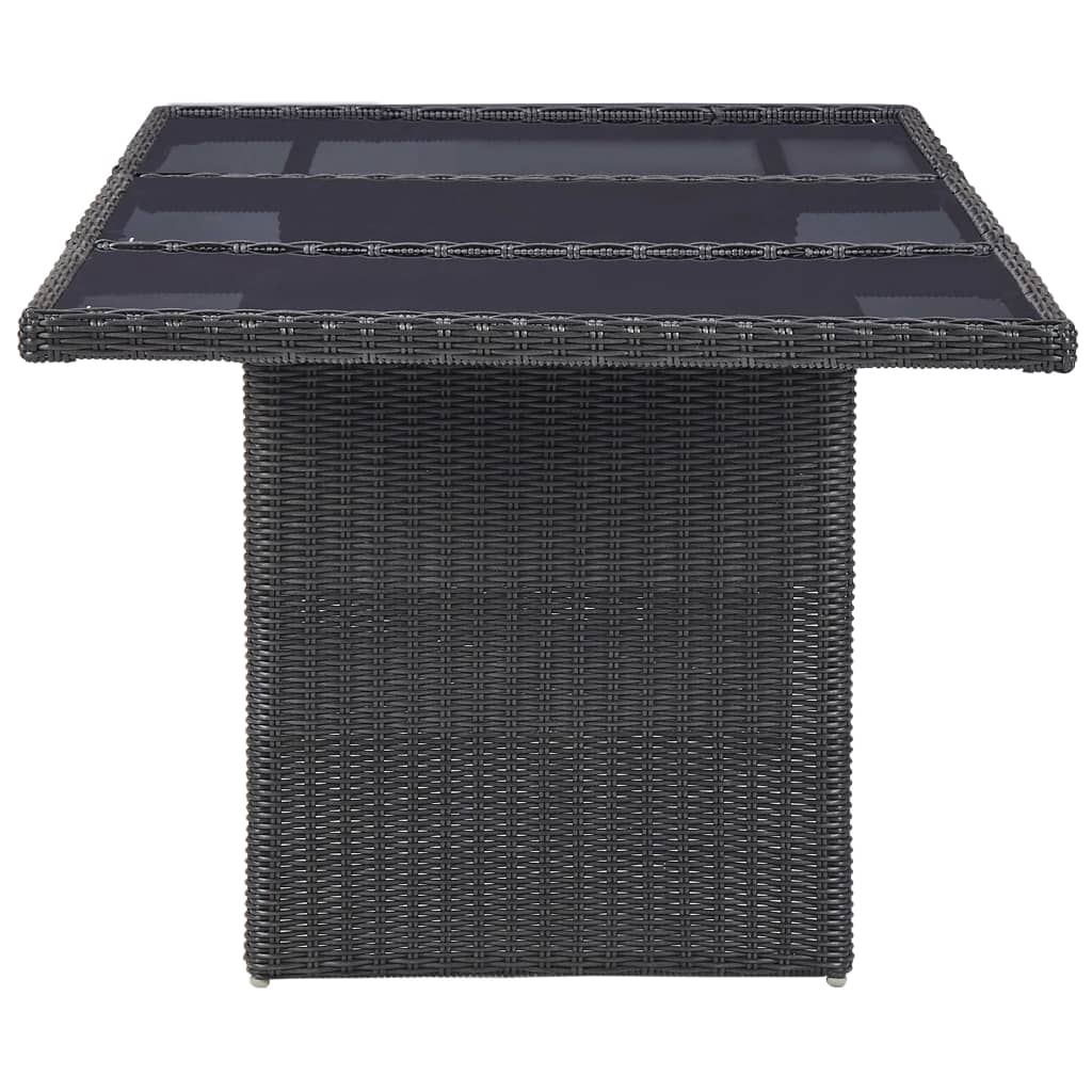 Tuintafel 200x100x74 cm glas en poly rotan zwart