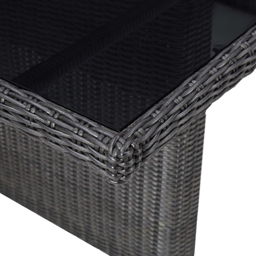 Tuintafel 200x100x74 cm glas en poly rotan zwart