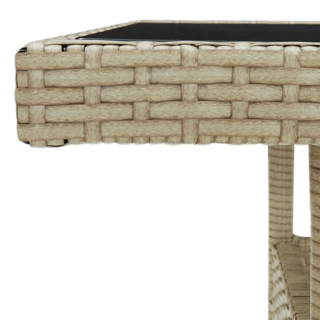 Tuintafel poly rotan en glas beige
