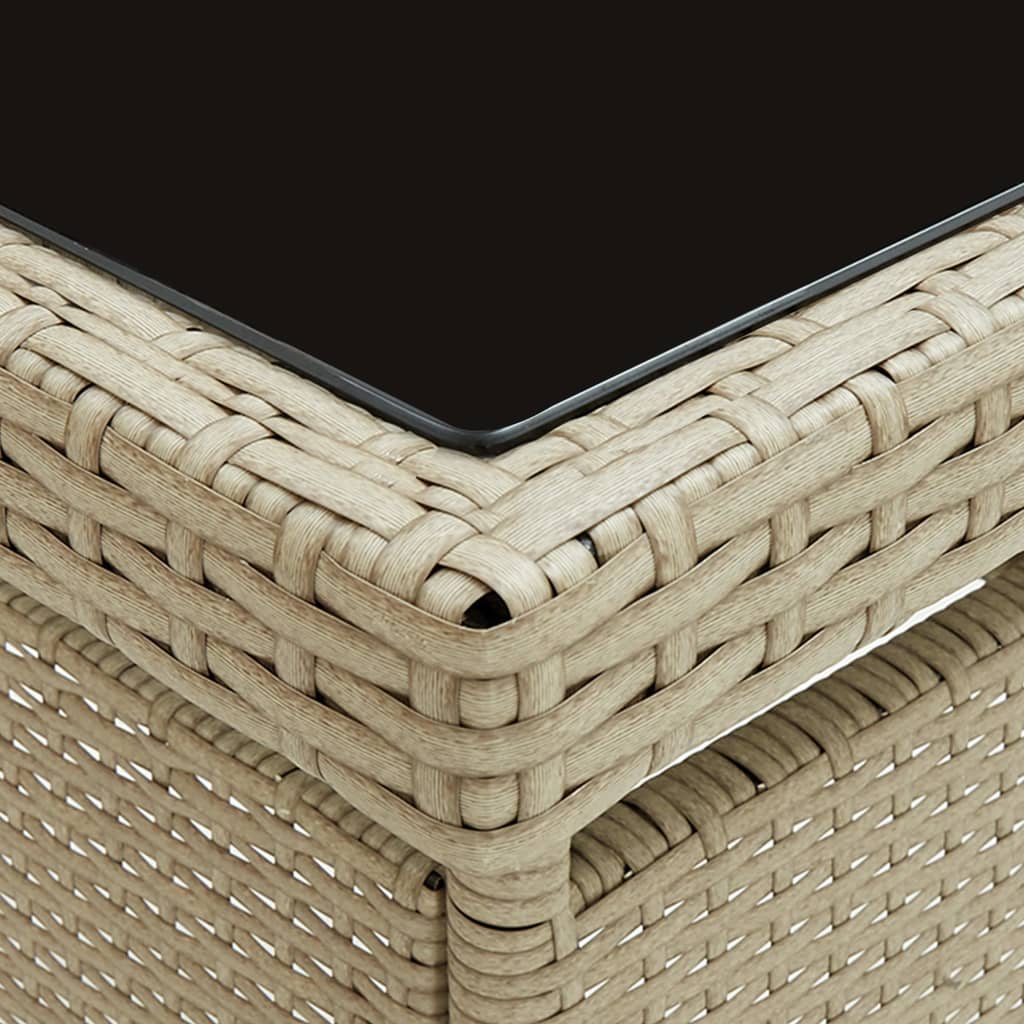 Tuintafel poly rotan en glas beige