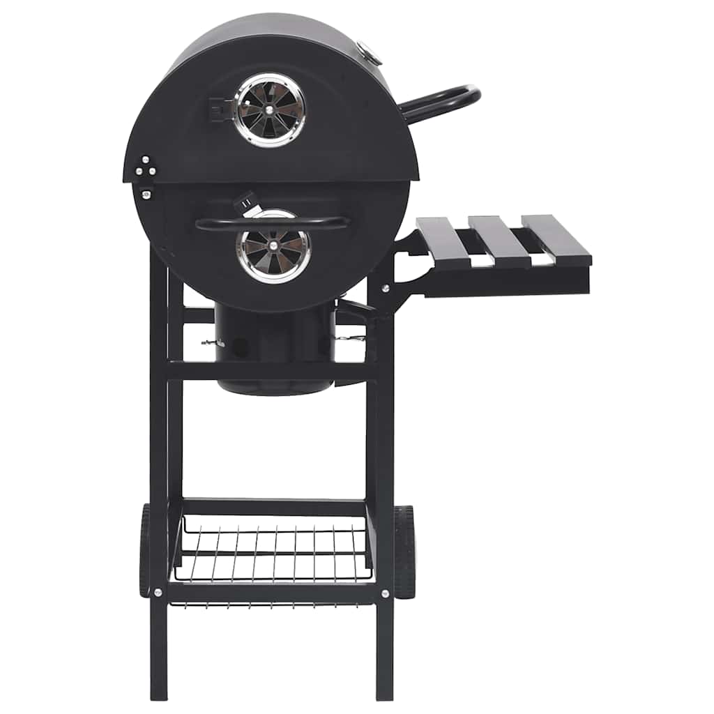 vidaXL Barbecuevat met wielen en planken 115x85x95 cm staal zwart