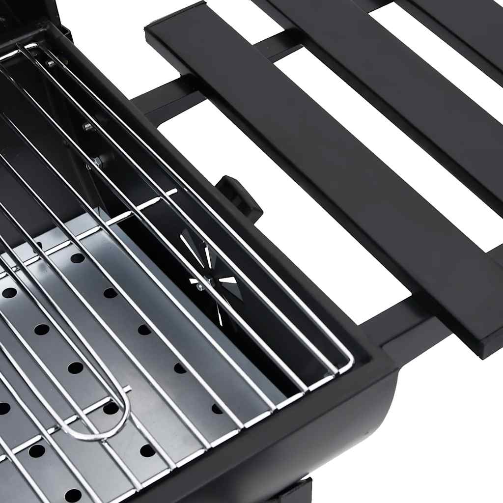 vidaXL Barbecuevat met wielen en planken 115x85x95 cm staal zwart