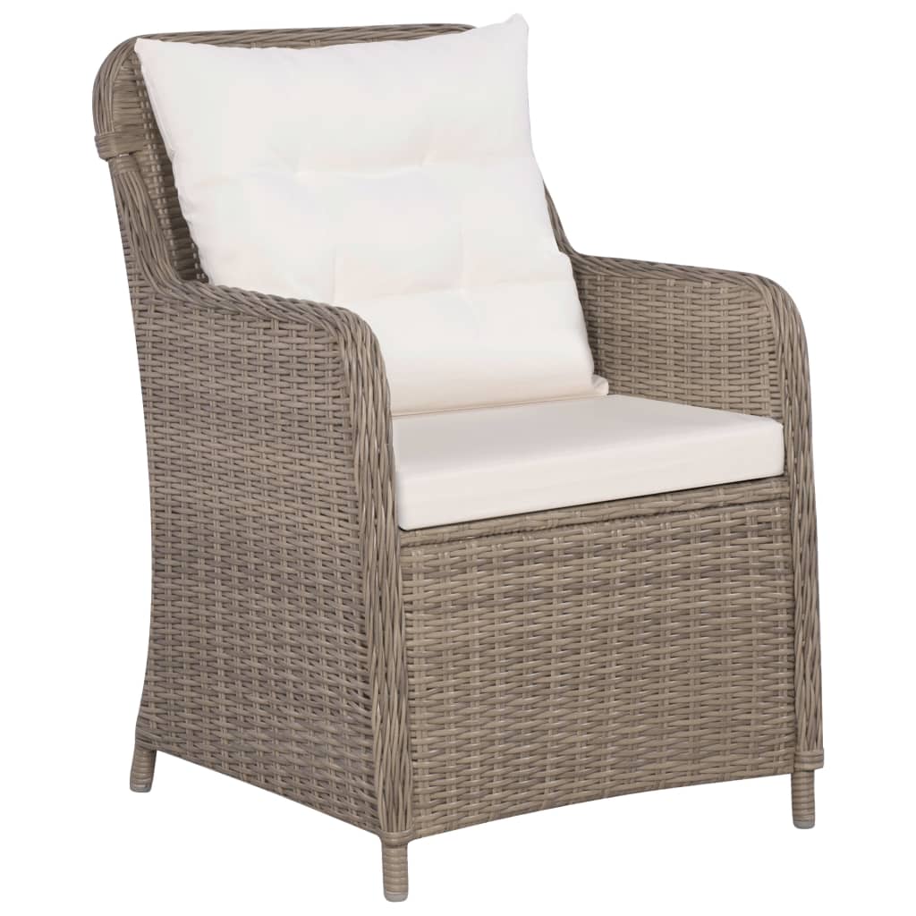 9-delige Tuinset met kussens poly rattan bruin