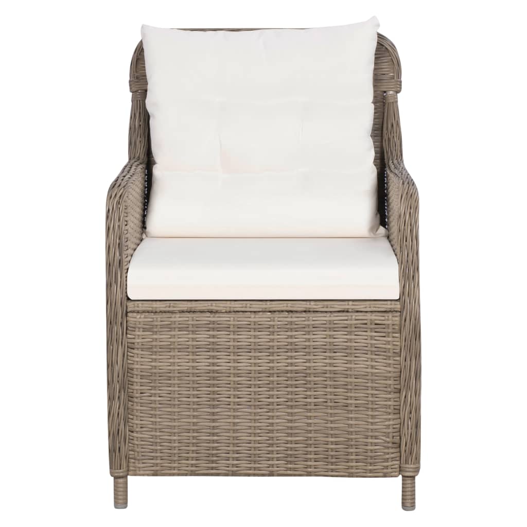 9-delige Tuinset met kussens poly rattan bruin