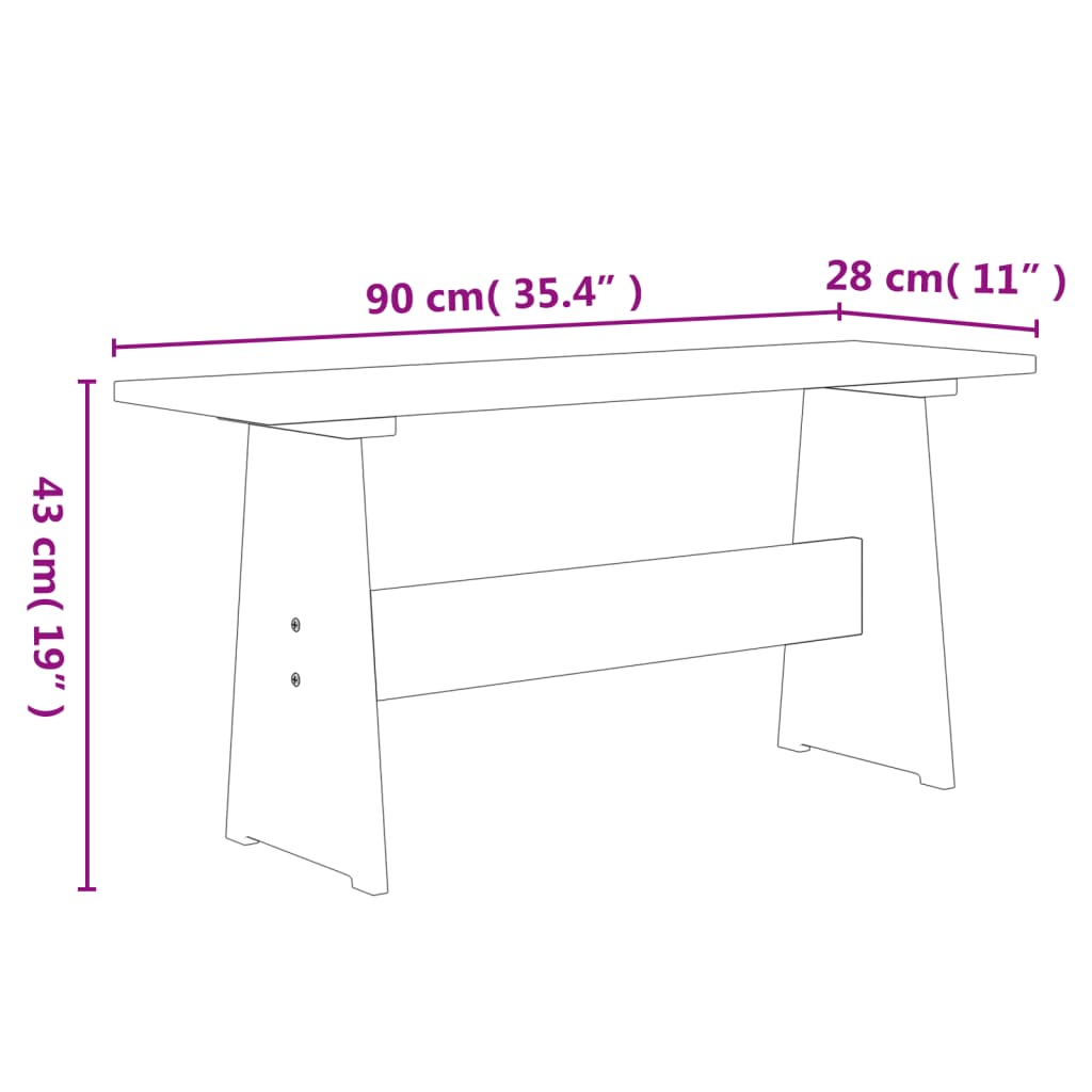 Eettafel met bankje REINE massief groenhout wit
