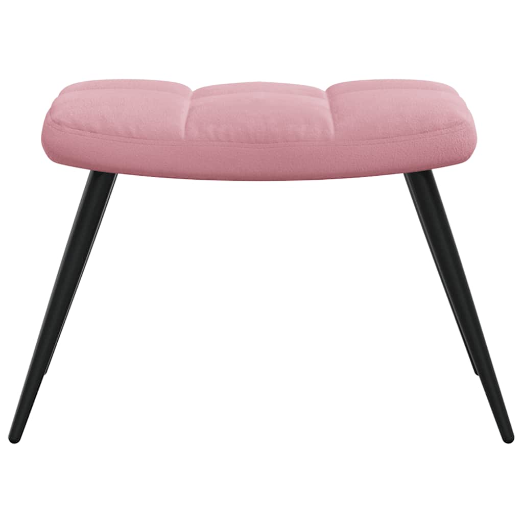 Relaxstoel met voetenbank fluweel roze