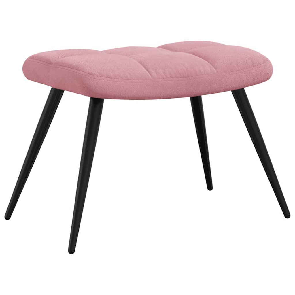 Relaxstoel met voetenbank fluweel roze