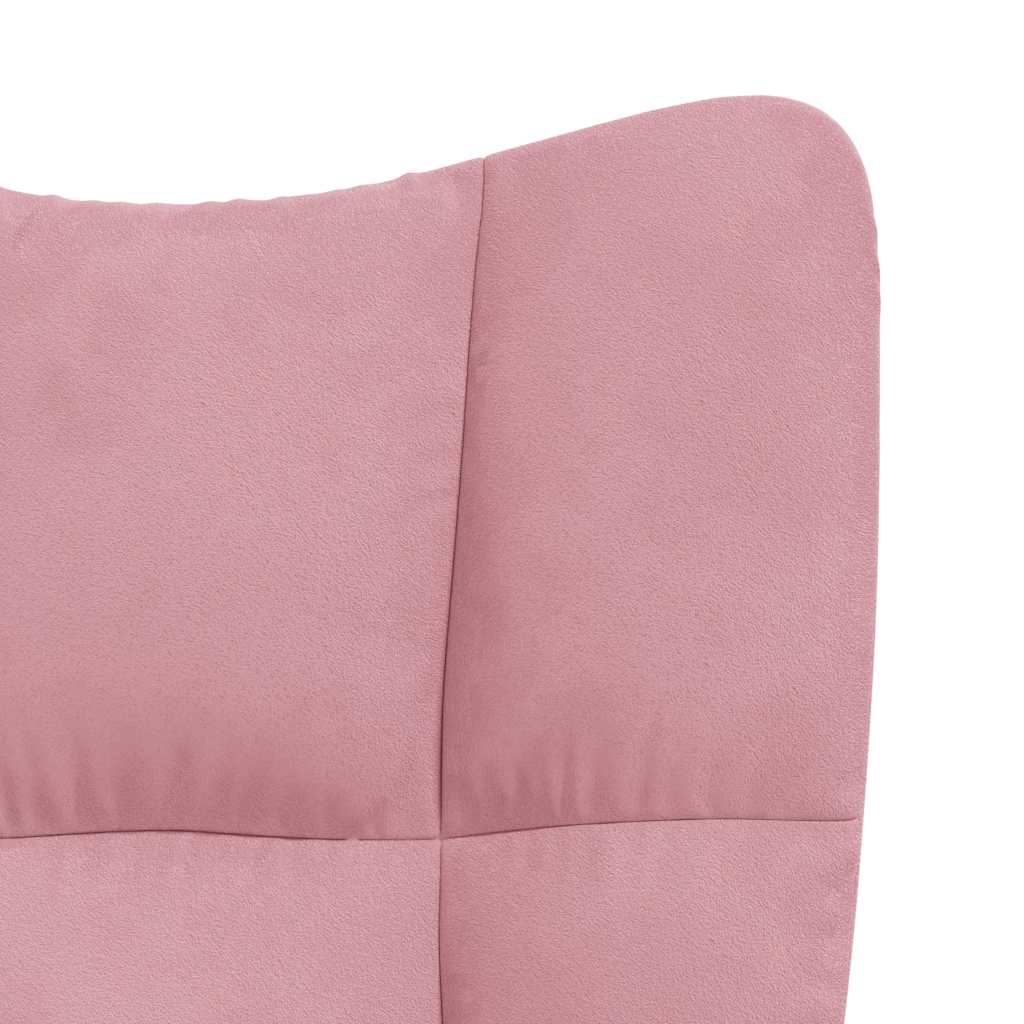 Relaxstoel met voetenbank fluweel roze