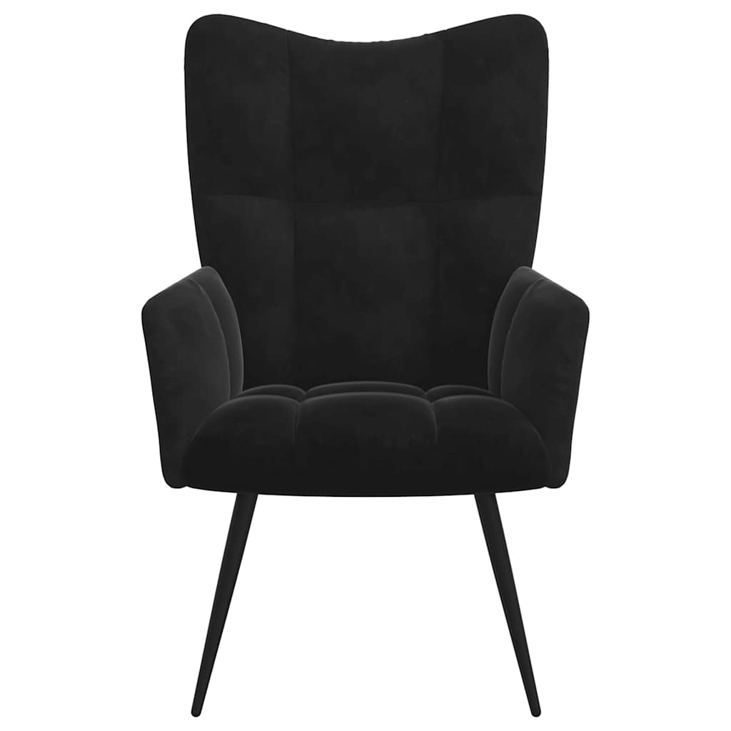 Relaxstoel met voetenbank fluweel zwart
