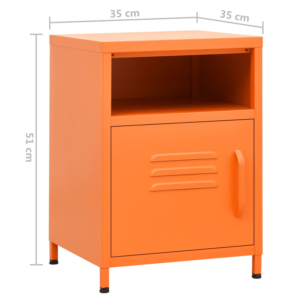 Nachtkastje 35x35x51 cm staal oranje