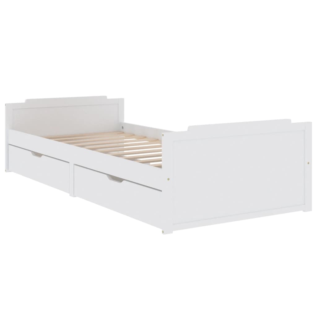 Bedframe met lades massief grenenhout wit 90x200 cm