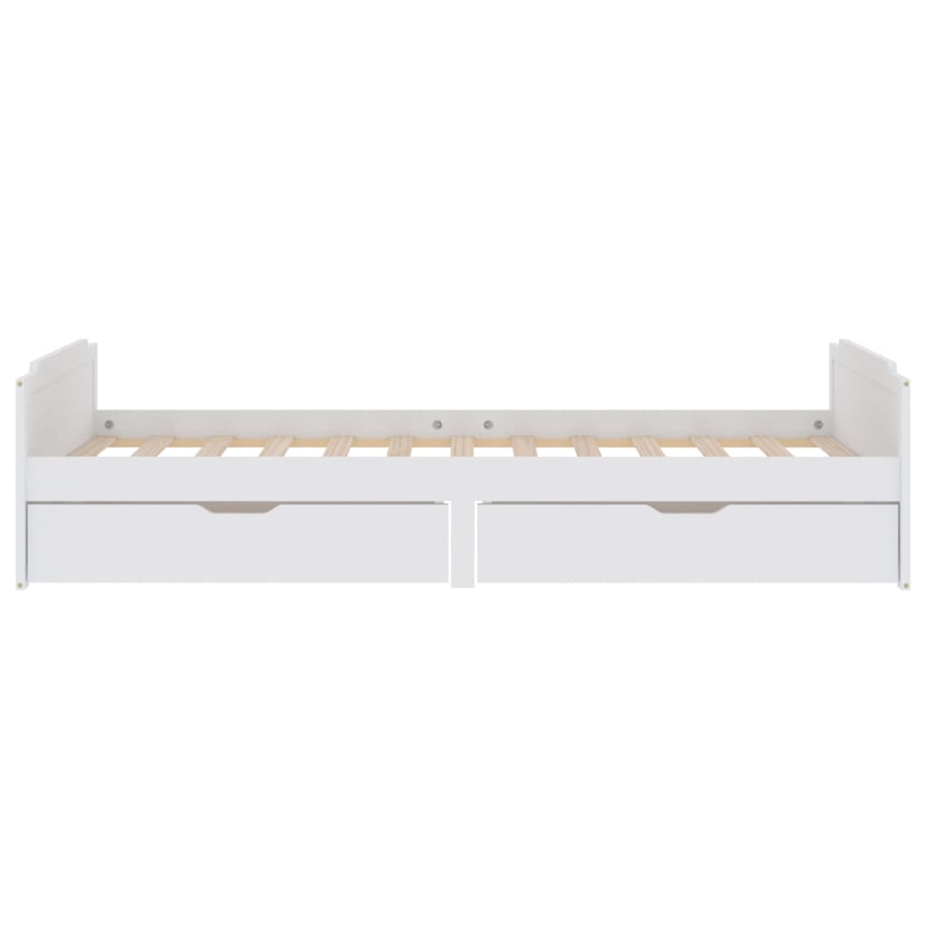 Bedframe met lades massief grenenhout wit 90x200 cm