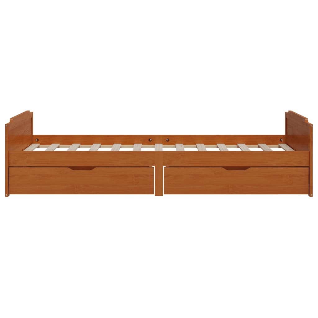 Bedframe met lades massief grenenhout honingbruin 90x200 cm