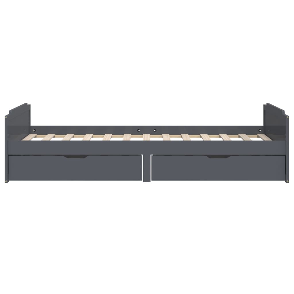 Bedframe met lades massief grenenhout donkergrijs 90x200 cm