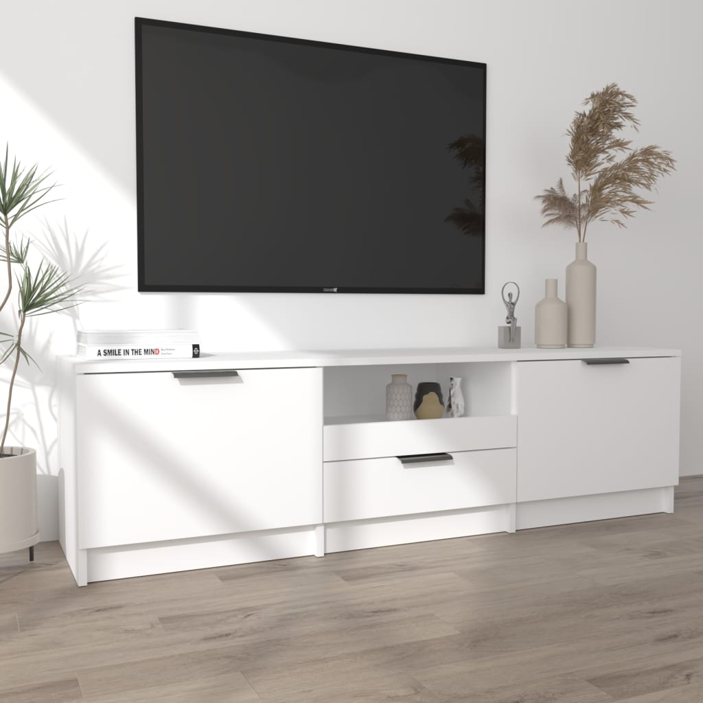 Tv-meubel 140x35x40 cm bewerkt hout wit