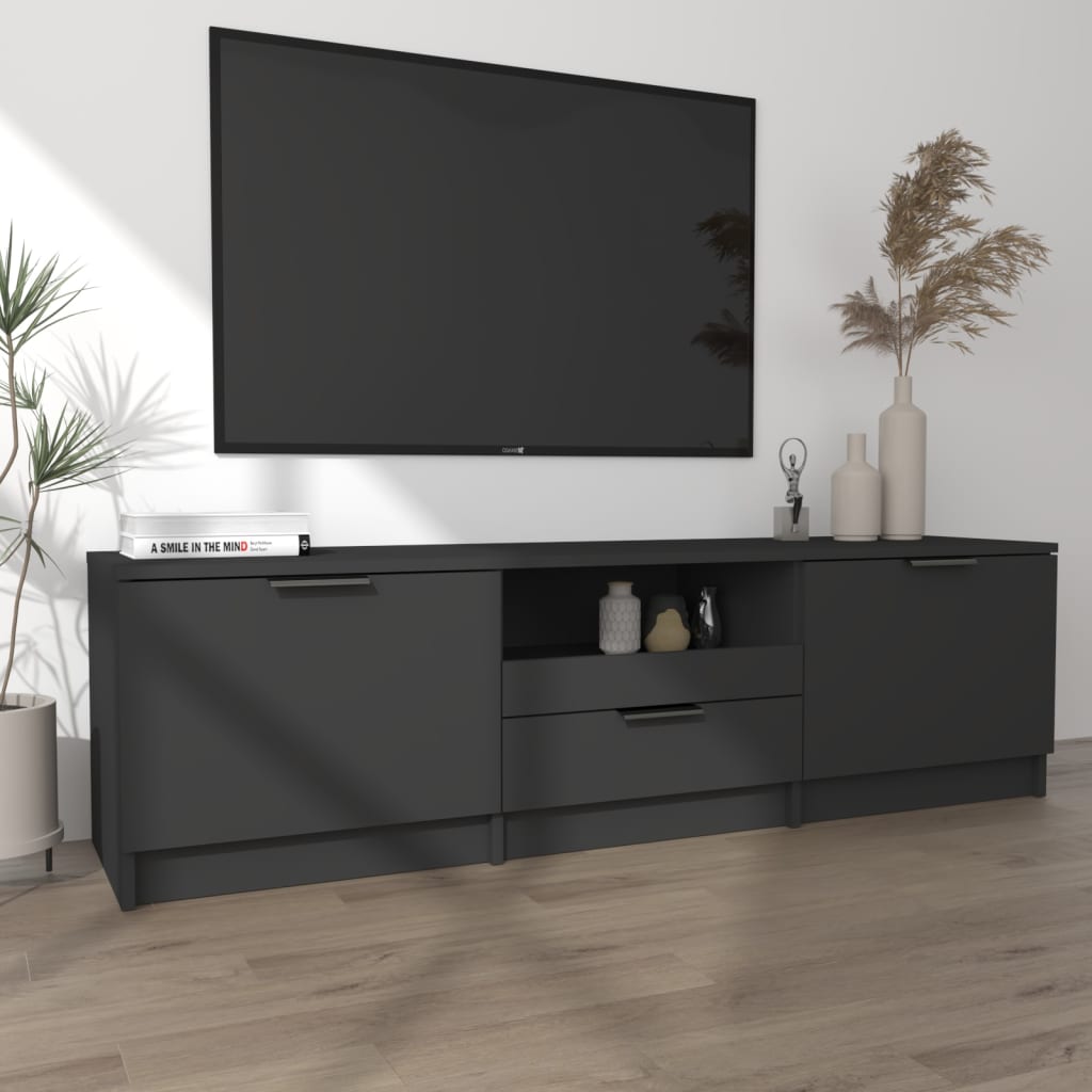 Tv-meubel 140x35x40 cm bewerkt hout zwart