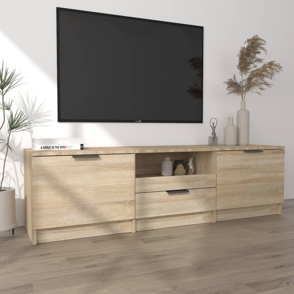Tv-meubel 140x35x40 cm bewerkt hout sonoma eikenkleurig