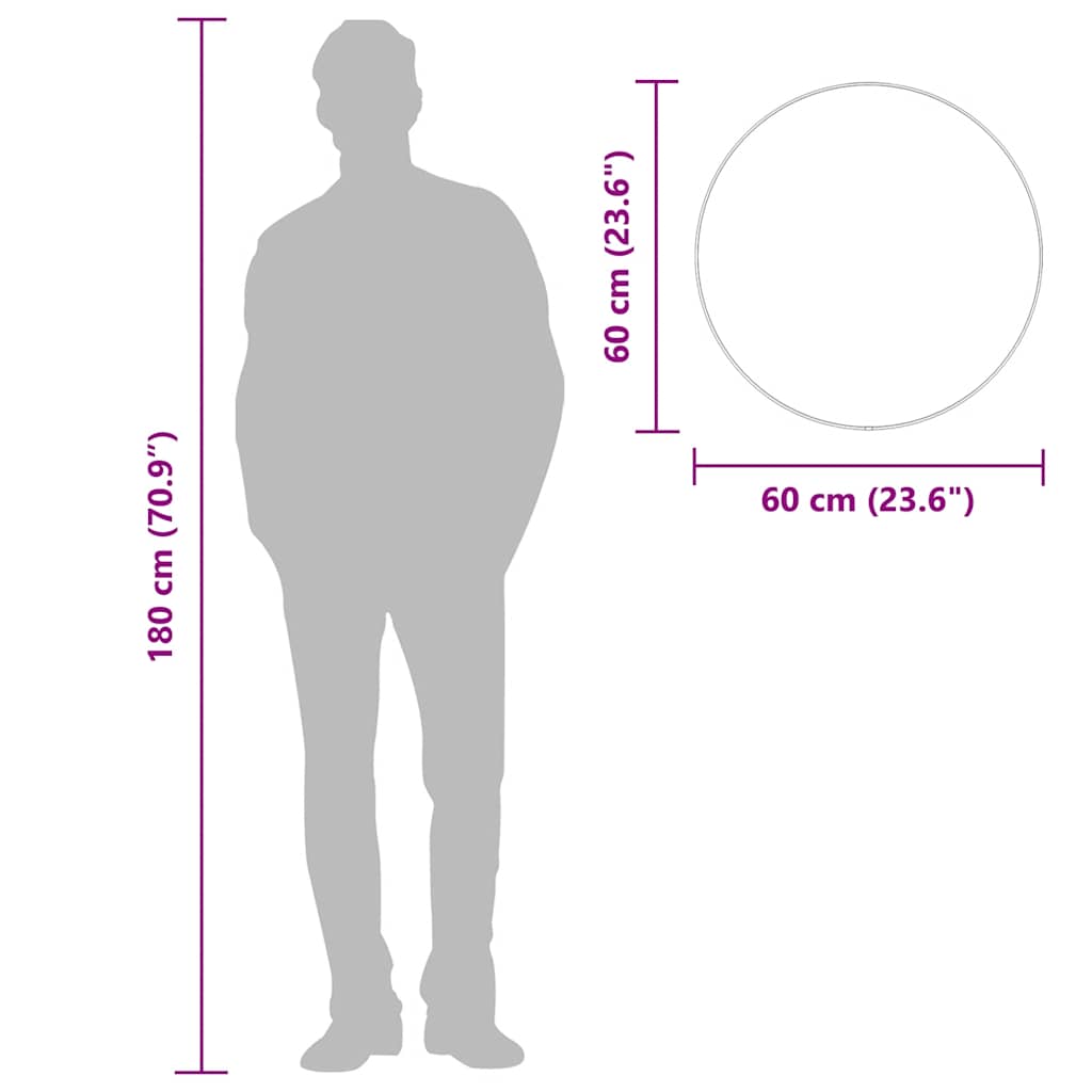 Wandspiegel rond Ø60 cm zwart