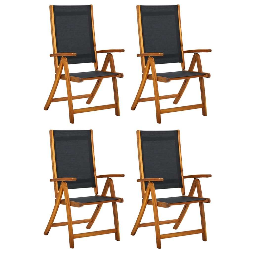 Tuinstoelen inklapbaar 4 st massief acaciahout en textiel