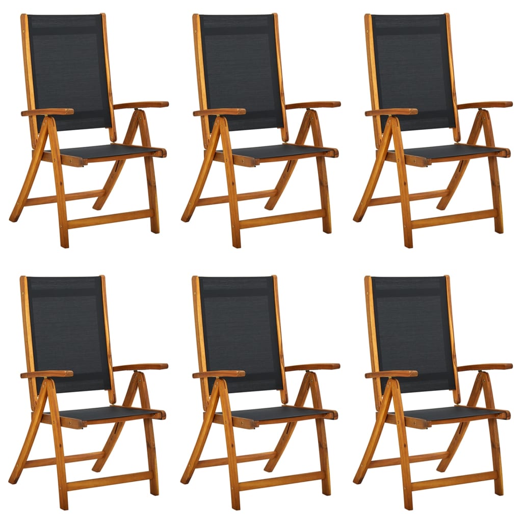 Tuinstoelen inklapbaar 6 st massief acaciahout en textiel